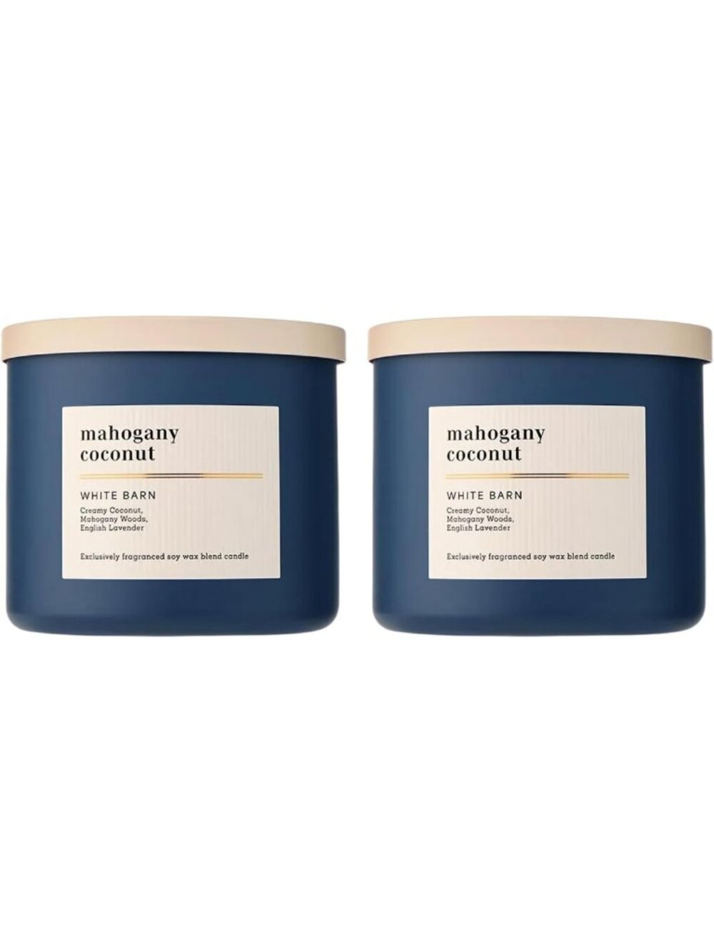 Mahogany Coconut 3-Wick Candles, 14.5 oz - Set of 2, Cozy Home Fragrance